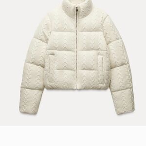 Zara Cable Knit Puffer Jacket Medium